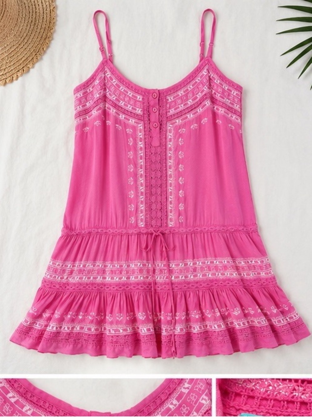Melissa Odabash Pink Embroidered Beach Cover Up Dress NWT Size S Resort Luxury